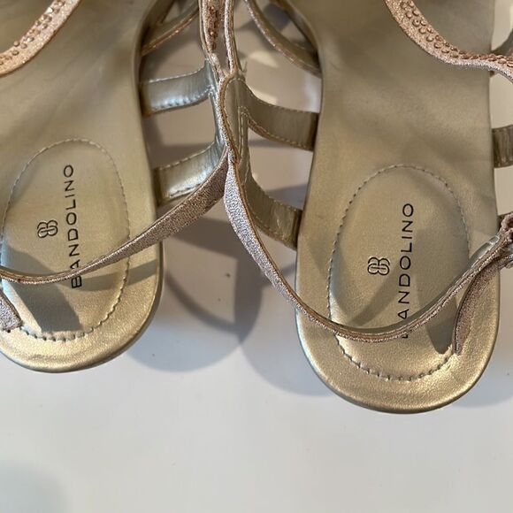 Bandolino Pink/Gold Strappy WEDGE SANDAL Size 8.5 - Picture 6 of 8